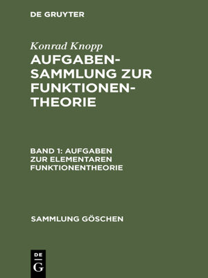 cover image of Aufgaben zur elementaren Funktionentheorie